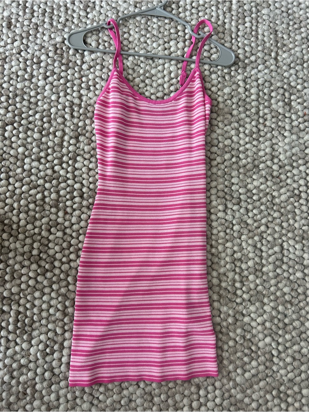 Pink Striped Ribbed Tank Dress Whitefox